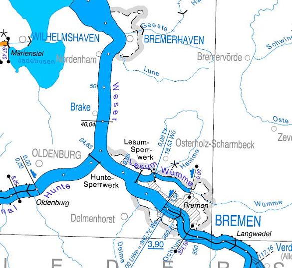 Übersichtskarte Bundeswasserstraße