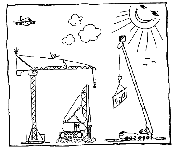 Kräne mit Flugzeug