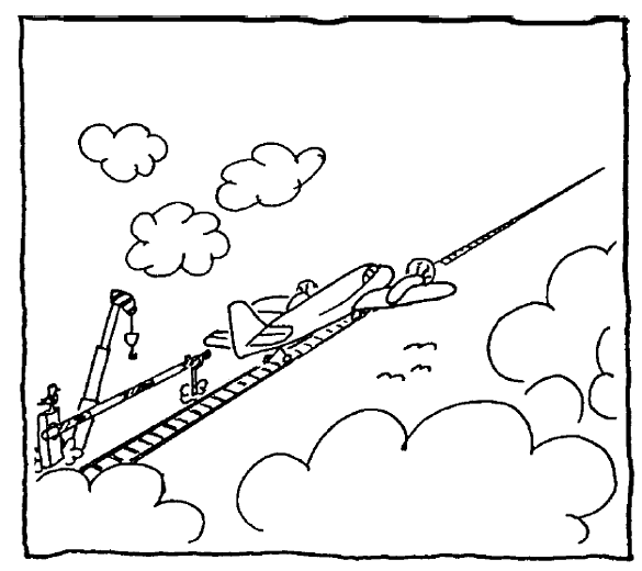Flugzeug auf Schiene in der Luft