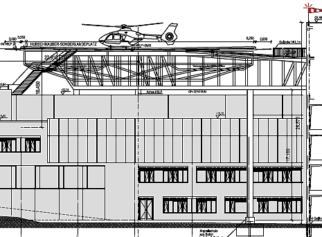 Bauzeichnung Hubschrauber Sonderlandeplatz