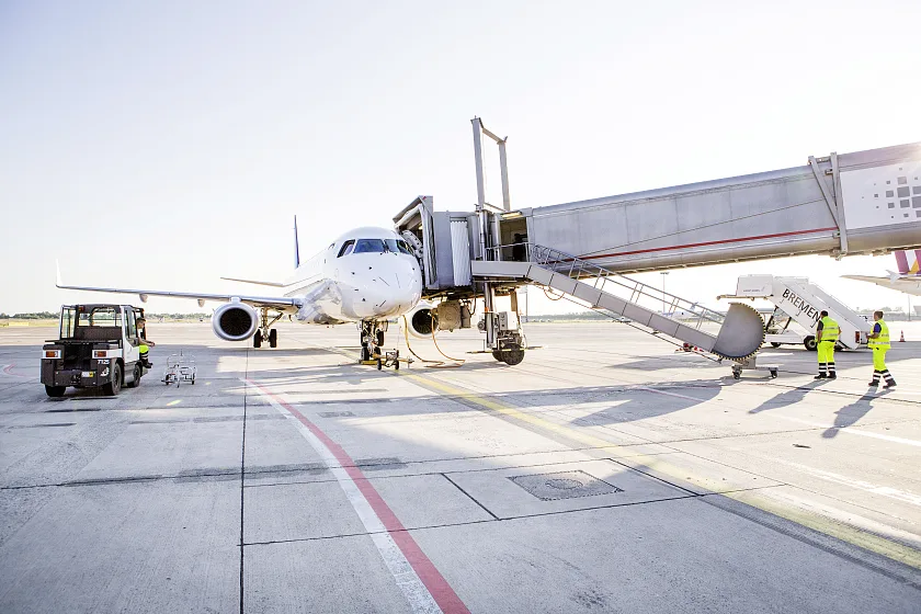 Flugzeug auf Position